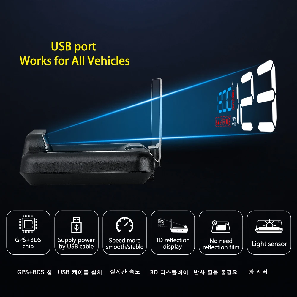 Auto HUD Glavnom Zaslonu OBD OBD2 Glavobolja je Univerzalni GPS Projektor Brzine Prebrzu vožnju o/min Napon Alarm Vožnje Računalo