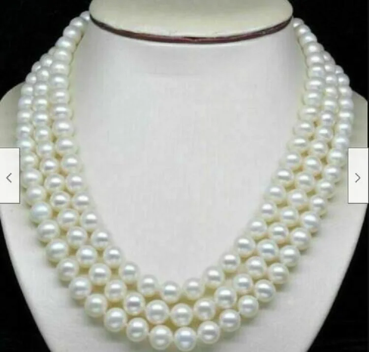 Трехнитевое prirodni ogrlica od bijelog bisera AAA 9-10 mm akoya 18 cm