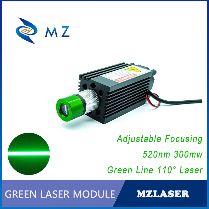 Zelena linijski Laserski modul 520nm 300mw 100DEG Odašiljač Podesivi Фокусирующий industrijska klasa