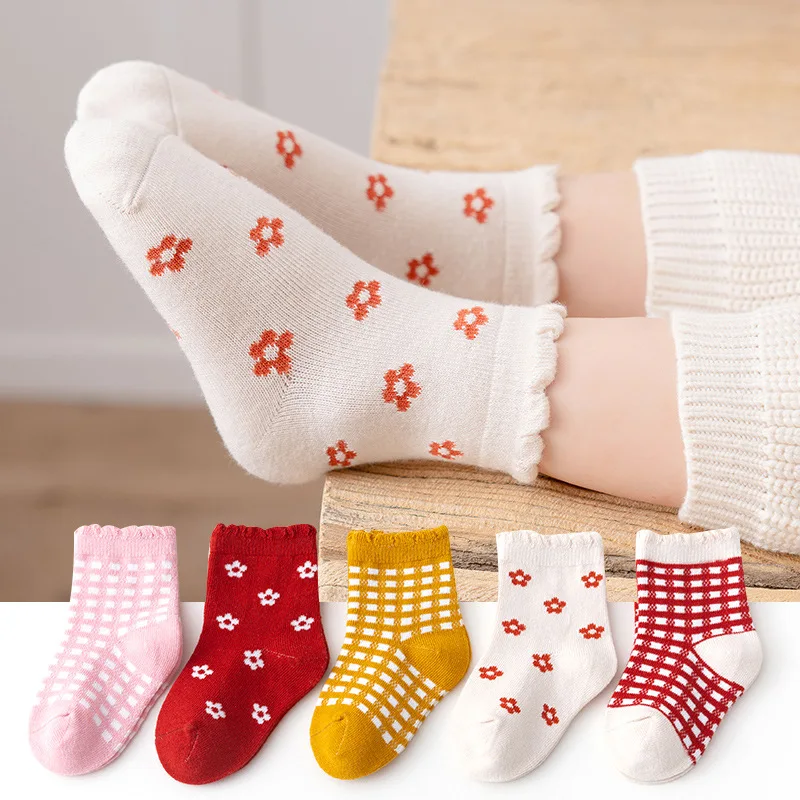 Dječje čarape nove zimske tople dječje čarape sokken s cvjetnim uzorkom, čarape za malu djecu, držači čarapa za dječaka, dječje čarape, Dječje zimske Tople čarape