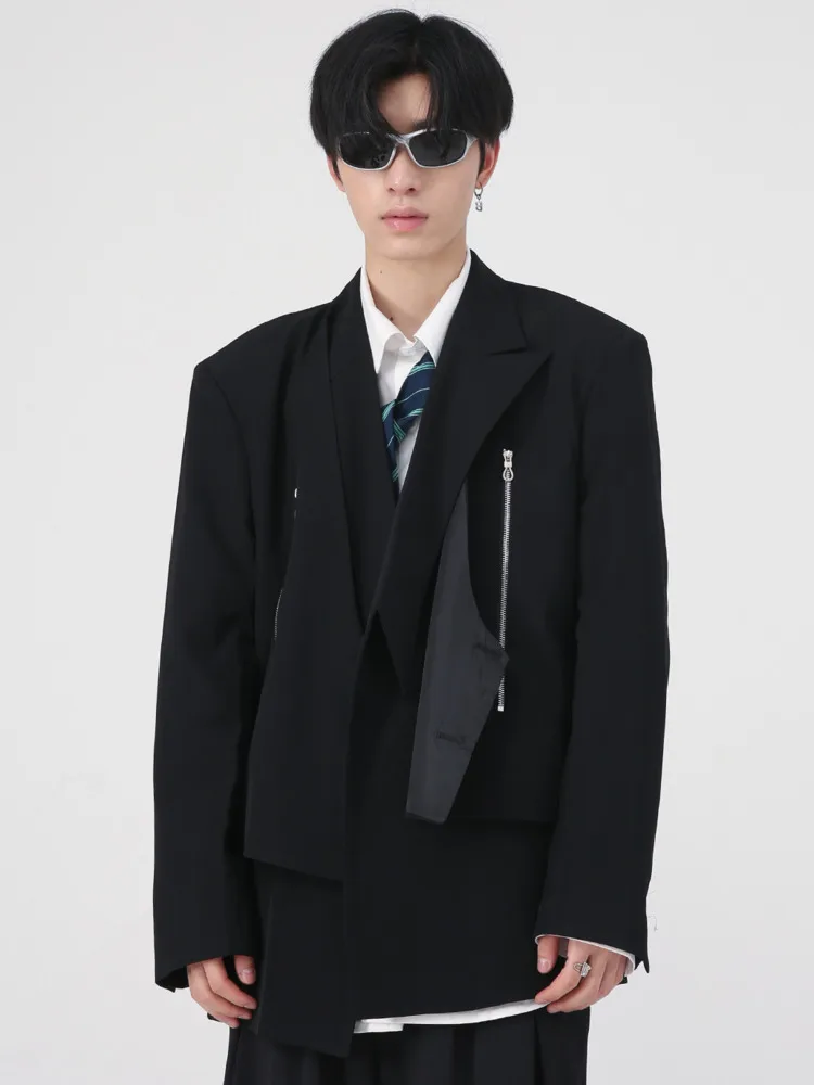 SYUHGFA Muška Odjeća Korejski Vanjska Odjeća, Modni Odijelo Za Muškarce 2023 Jesen Besplatno Jednostavan Prsluk Dugi Rukav Kolaž Blazers