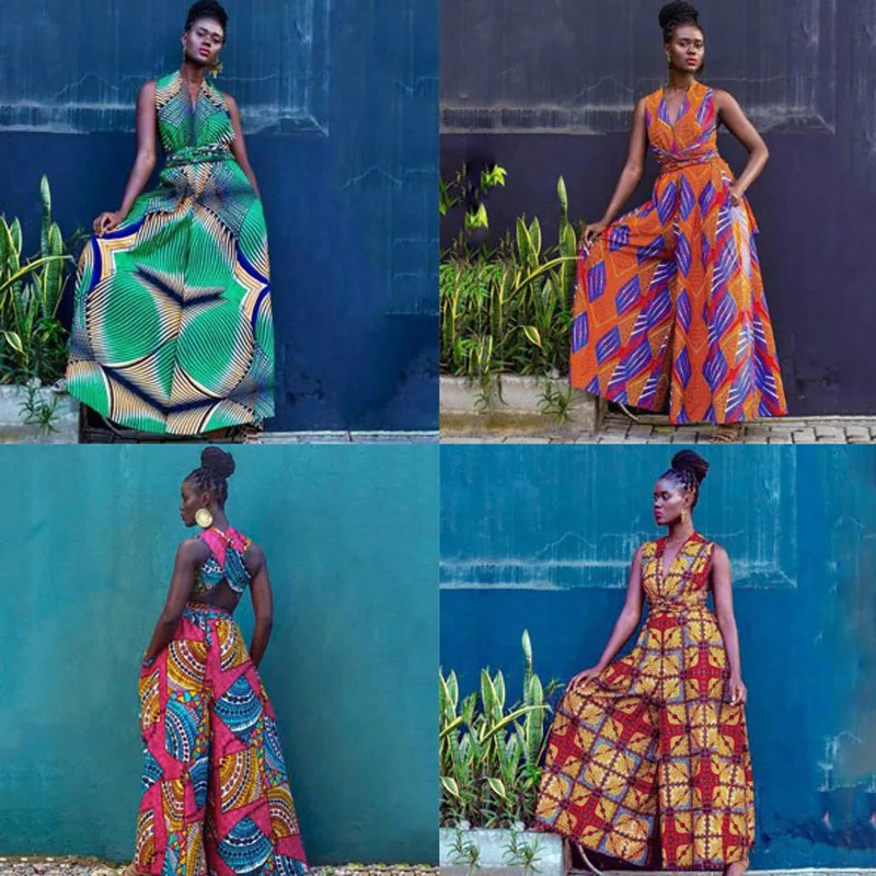 Afrička Ženska Odjeća, Kombinezon, Slojevito Odijevanje, Modni Ogrtač, Afričke Široke Hlače, Velike Hlače s po cijeloj površini za Žene 2022