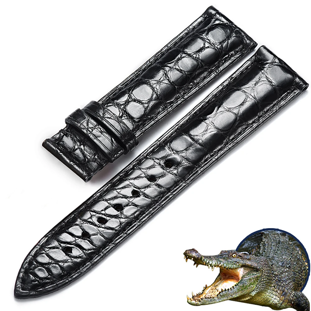 Visokokvalitetna Prirodna krokodilske Luksuzna okrugla traka Od krokodilske kože Veličina narukvice može se prilagoditi 18 mm 20 mm 22 mm