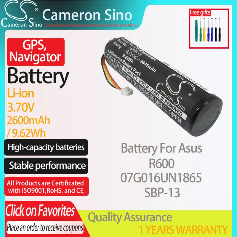 Baterija CameronSino za Asus R600 odgovara za Asus 07G016UN1865 SBP-13 GPS, bateriju za vaš uređaj 2600 mah/9.62 Wh 3,70 U litij-ionska Crna