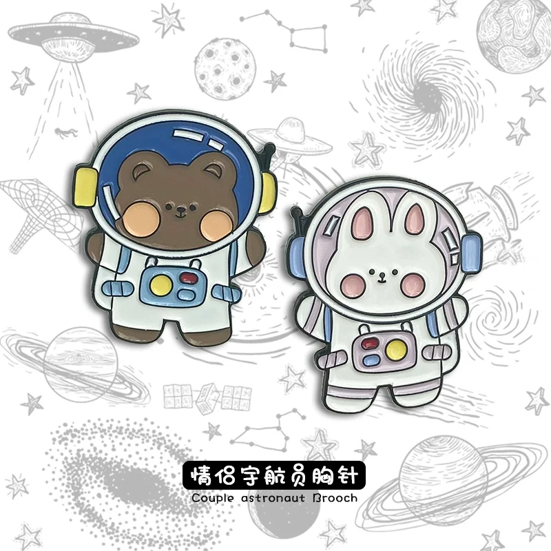 Astronaut par broš slatka Japanski medvjed i zec ikonu crtani ukras životinja