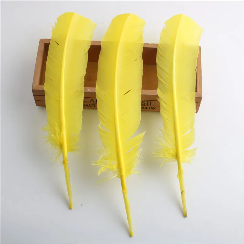 Topla rasprodaja, 100 kom./lot, predivna žuta guščjim perjem 10-12 cm/25-30 cm, Domaće karnevalske večernje perje za ručni rad, perje