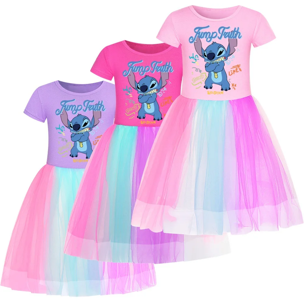 Svakodnevno Haljina za djevojčice, Novo 2022 godine, Ljetno Dječja Čipkan Haljina Disney Stitch, Svečane Kostim Princeze za djecu od 2 do 12 godina