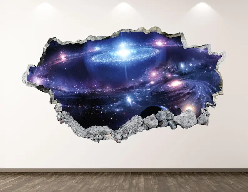 Naljepnica na Zidu Galaxy - Space 3D Razbili Zidni Umjetnička Oznaka Dječji Dekor Vinil Home Plakat Na Red Poklon KD21