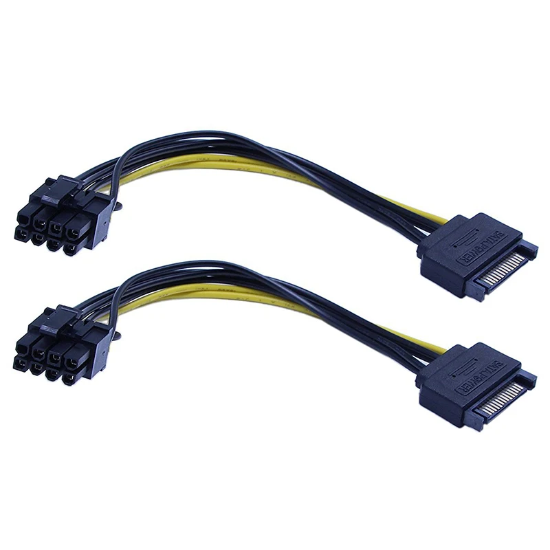 10 KOM. Novi 15-pinski SATA za 8-pinskog (6 + 2) kabela za napajanje PCI-E 20 cm Kabel SATA 15-pinski i 8-pinski kabel 18AWG Žica