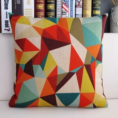 Rasprodaja zaliha --- 45* 45 cm lana torbica za jastuk sa po cijeloj površini Šarene geometrija