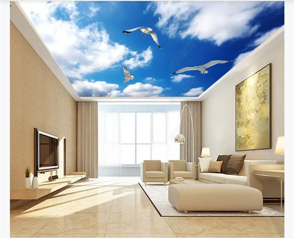 Tapete Za Zidove 3D Fantazija plavo nebo i bijeli oblaci oblak zenit strop freska Dnevni boravak Spavaća soba pozadina zidno Slikarstvo