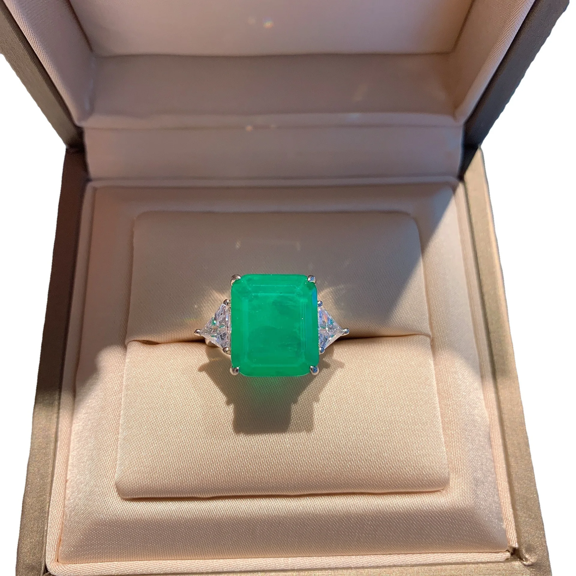 Novi modni trend S925 srebrna inlay 5A cirkon nakit classic ruby i emerald temperament donje prsten