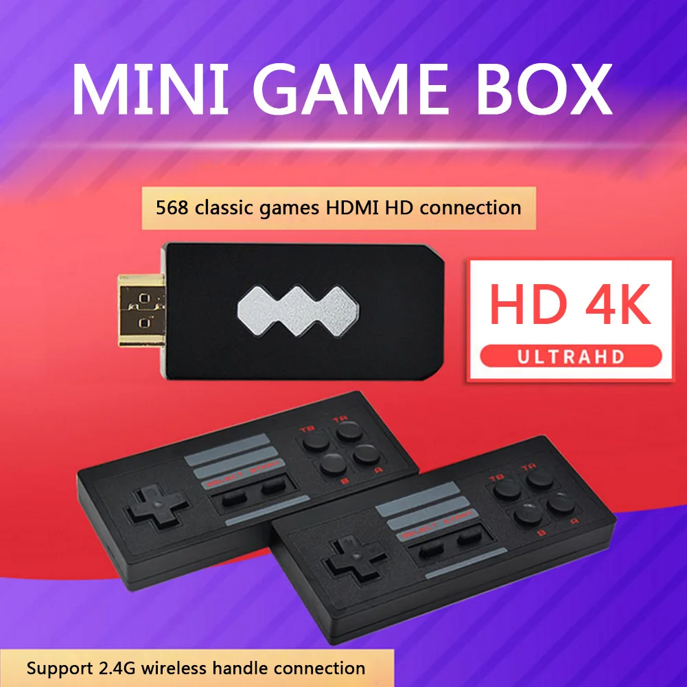 Klasična 4K HDMI-kompatibilnu mini konzola ugrađena 568 retro igre sa dvostrukim bežičnim kontrolerom, portable gaming player za video igre