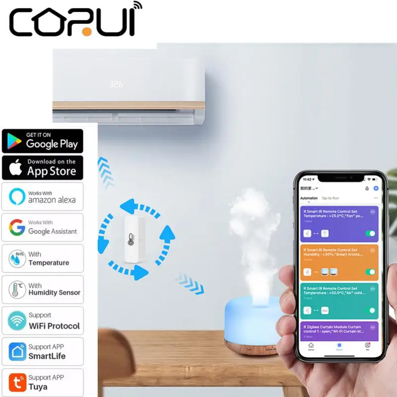 CORUI Tuya WIFI/ZigBee Inteligentni Senzor temperature i vlažnosti Kontroler za prostorije Smart Life Daljinski Upravljač Alexa Google Home