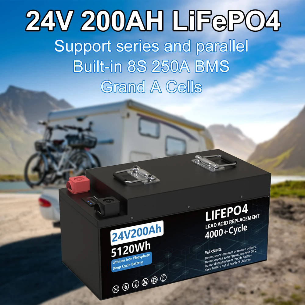 LiFePO4 24 U 200AH baterija baterija baterija baterija Baterija 29,2 5 kw Litij Solarna Baterija Grand A Cells 4000 + Ciklusa Ugrađena BMS Za brod LiFePO4 200AH