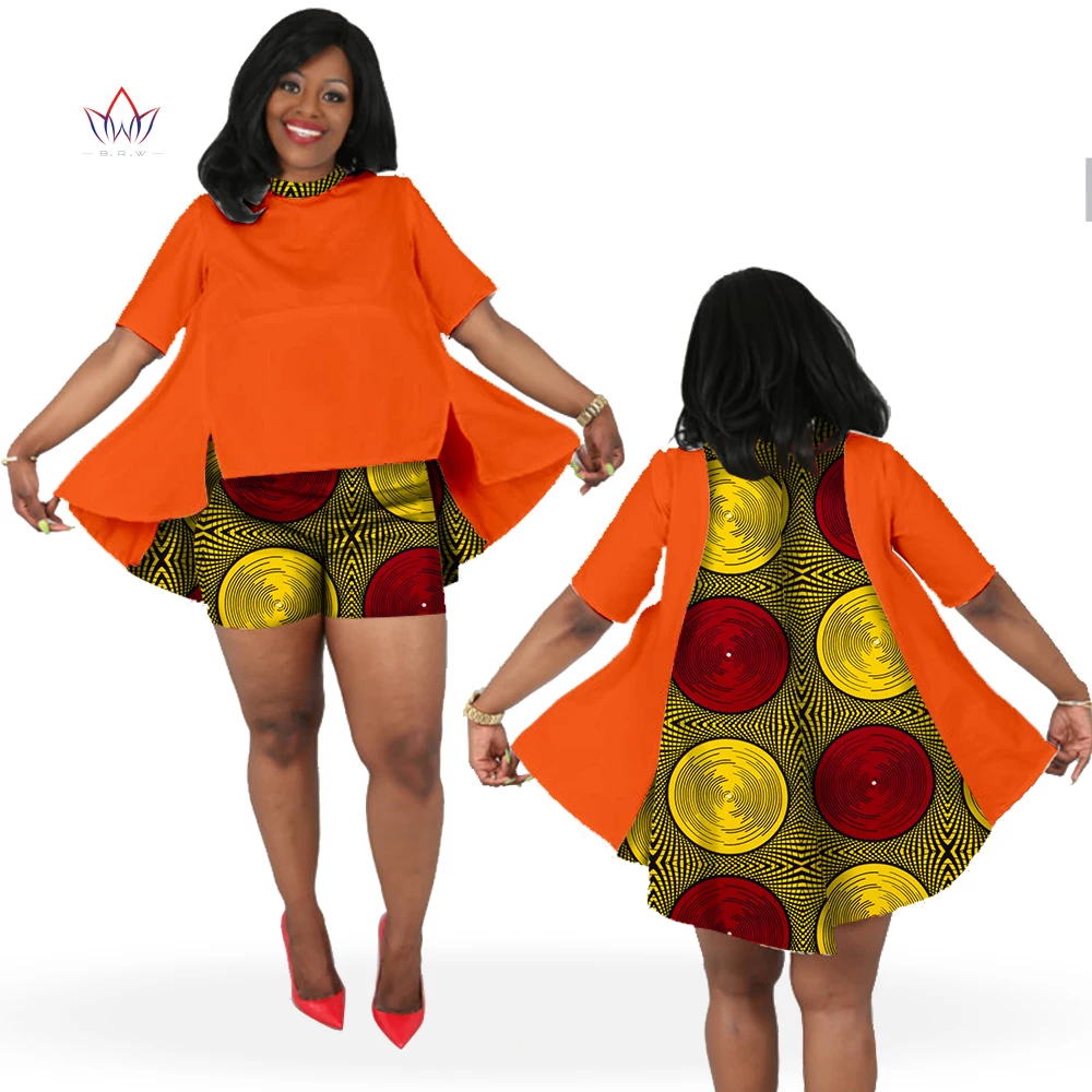 Afrička Print Ljetnim Kompleti za Žene Базен Plus Size Afrički Kit Vrhovima + Kratke hlače Ženska Tradicionalna afrička odjeća WY613