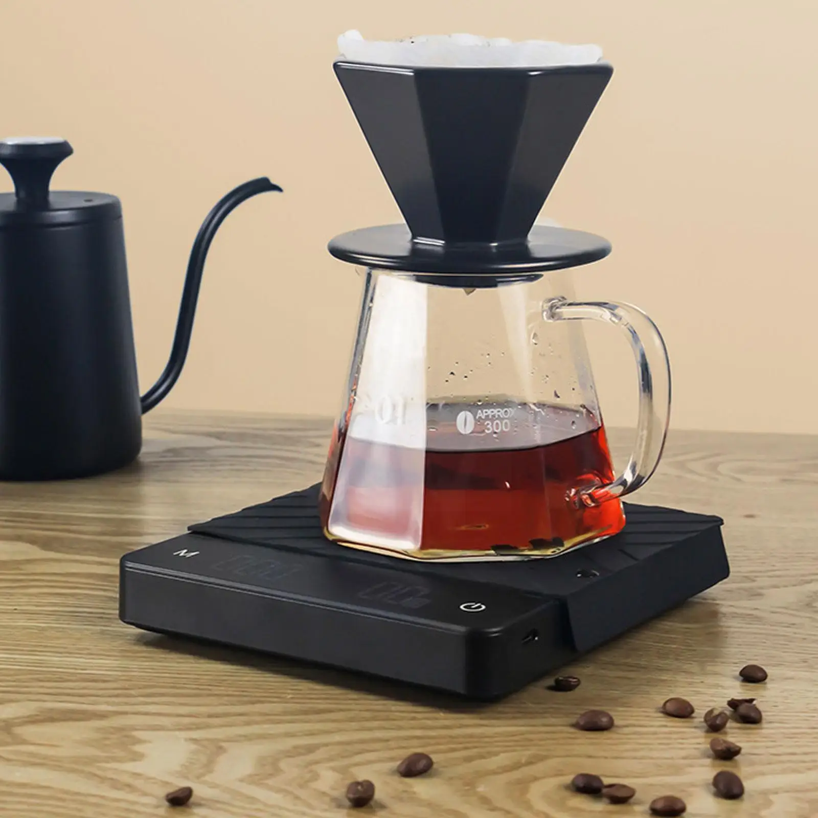 2 kg/0,1 g Crno Ogledalo za Espresso Kavu Elektronska Vaga za Punjenje Vaga Mini Potrošačke Led Zaslon Vaga Ekran Kuhinja Kava B4p5