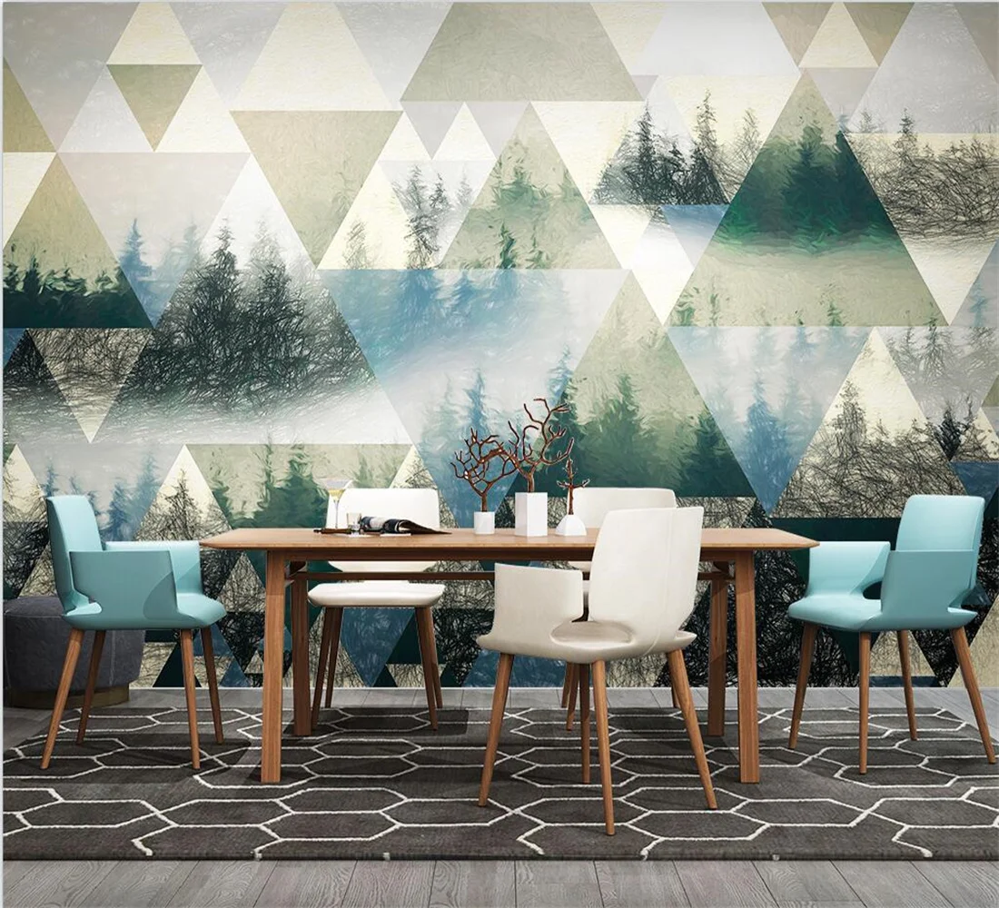 Custom pozadine Nordijsko ručno oslikana borovu šumu oblak moderan minimalistički geometrijski pozadina zidno slikarstvo papel de pared