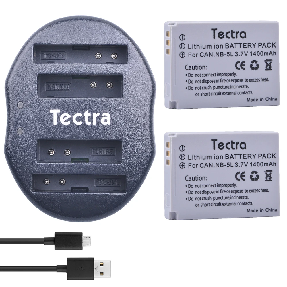 Tectra 2 kom. NB-5L NB5L Li-ion Baterija + USB Dvostruki Punjač za Canon Powershot S100 SX200 SX210 IS SX230 HS SD890 SD800 SD900
