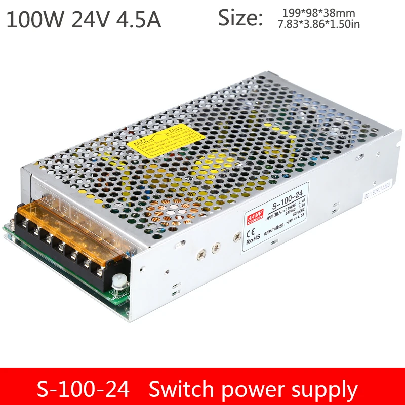 100 W single grupe puls izvor napajanja S-100-24V4.5A male pretvarač izmjenične struje u stalni 12V8.5A 36V3A 48V2A za led