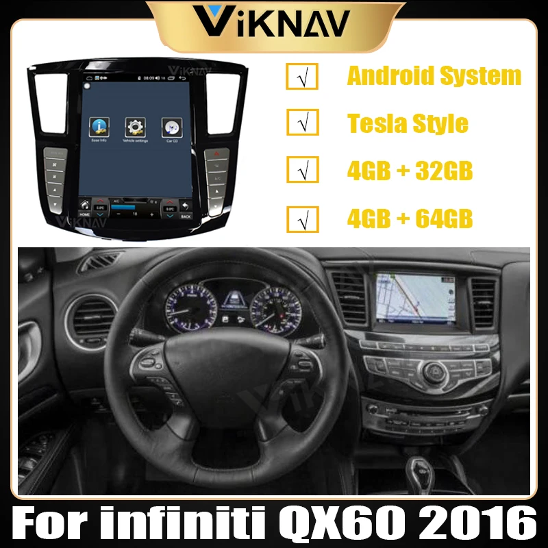 Car GPS navigator Tesla style media player za infiniti QX60 2016 auto авторадио DVD player, stereo glavna jedinica