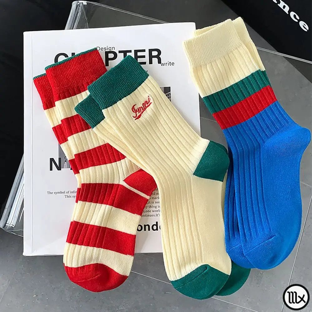 2022 Jesen-Zima, Nove Čarape Kontrastne boje u tonu, Japanske ženske Čarape u stilu Харадзюку s dvostrukom Iglom, Šarene Čarape srednje dužine