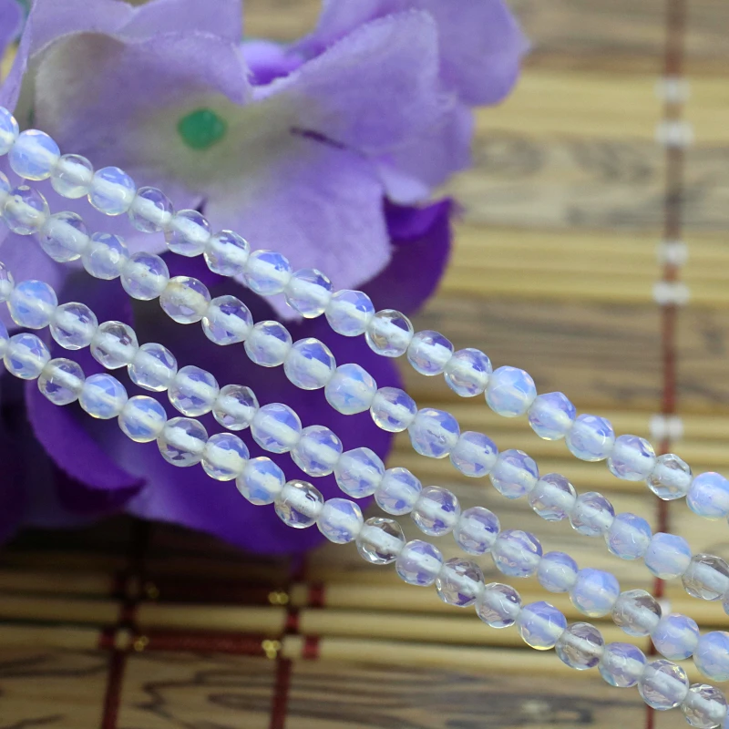 Prozirni bijeli opal izbrušena 4 mm kamena lopta okrugla slobodan perle 15 inch(e) DIY nakit dizajn narukvice ogrlice lanci i poklon