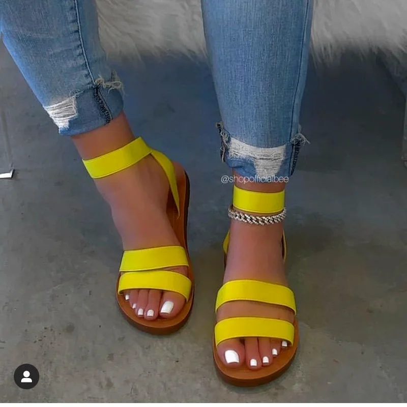 Ženske sandale s fleksibilnim gumicom, Trendi ljetne sandale 2022 godine, Nova Ženska Monotono udobnu obuću u гладиаторском stilu ravnim cipelama, Sandaleas De Mujer