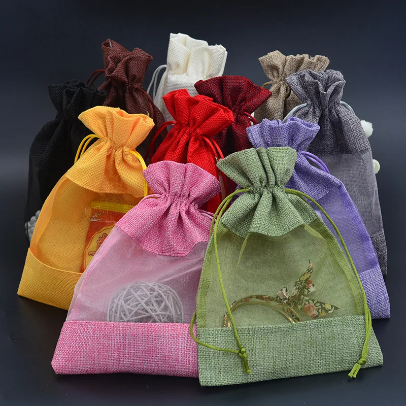 20 komada 13*18 cm torbe od organza od konoplje, šarene torbe na izbor, torbe za čuvanje nakita, tender prozirnu vrećicu za diaplay, kvalitetna ambalaža