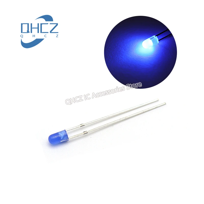 100pc 3 MM Beskrajan Plavi LED Light Diodni Lampa Perle Odaju Beskrajan Dug Pin Oznaka F3 za DIY