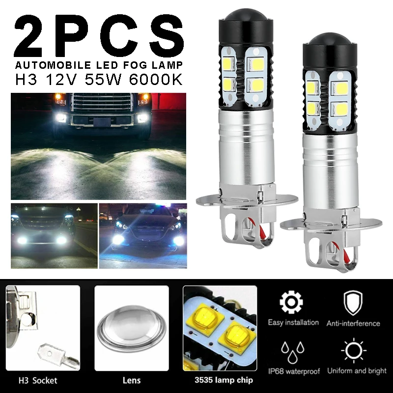 Novi 2 komada 12V H3 55W LED Противотуманная Žarulja Auto Super Svijetle Smjenski Lampa 6000K Bijela