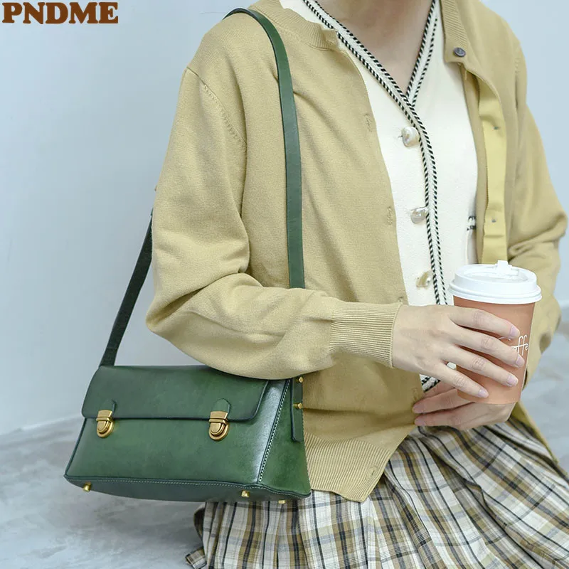 PNDME moderan dizajn izvorna ženska torba na rame od prave kože, svakodnevni ženska torba od prave bičevati, večernji...