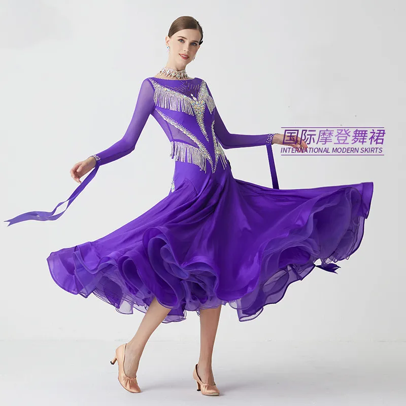 Vijesti 2021 loptu haljina standardna odjeća za ballroom ples natječaj plesa crvene haljine Valcer-B-21157
