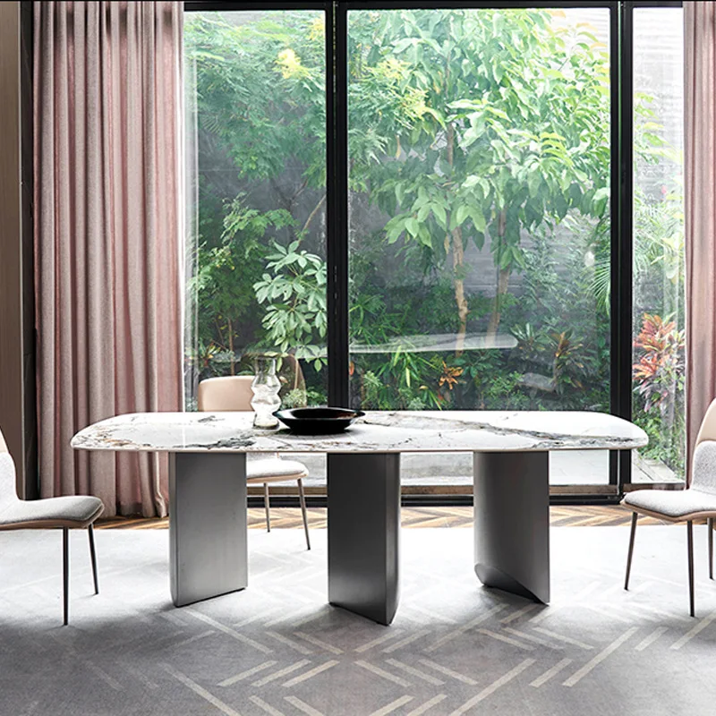Svjetlo luksuzni mramorni stol i stolice kombinacija običnog kućnog okruglog stola i stola