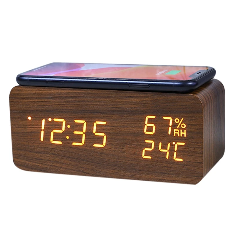 Digitalni budilnik, temperature i vlažnosti zraka, led Elektronski Sat, Bežični Punjač za smartphone