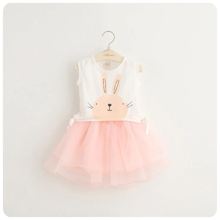 2016 Odjeća Korejski Nova Dječja odjeća s Uzorkom Za djevojčice, t-Shirt Slatka Rabbit Bez Rukava, Kratka Suknja od Pređe, Moderan Odijelo