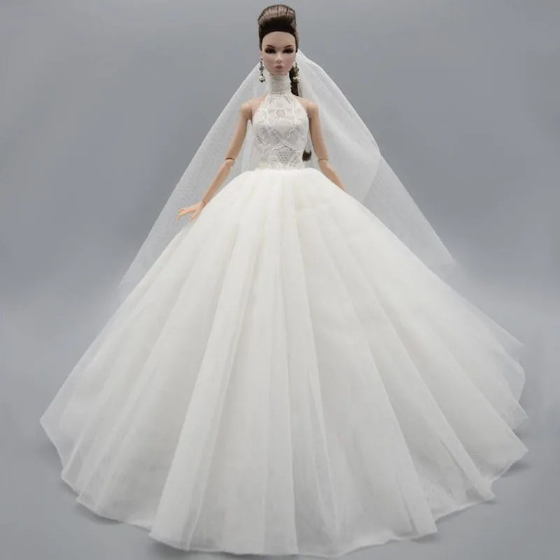 1/6 BJD Odjeća Klasična Bijela Haljina Princeze s Visokim ulivni Lutke Barbie, Odijevanje Odjeće Wedding Večernja Haljina Vestidos Pribor
