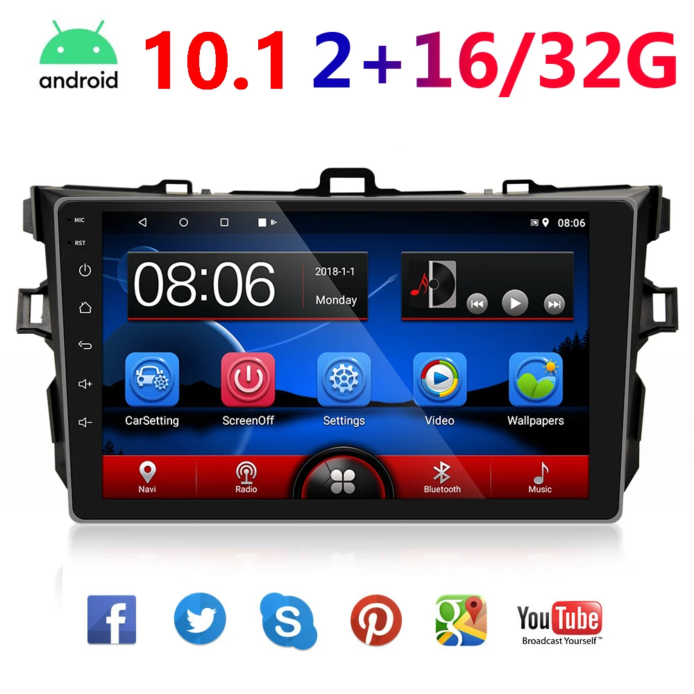 9 Inča Android 10,1 Auto Media Авторадио 2G RAM-a za Toyota Corolla E140 E150 2008 2009 2010 2011 WIFI GPS Navigacija