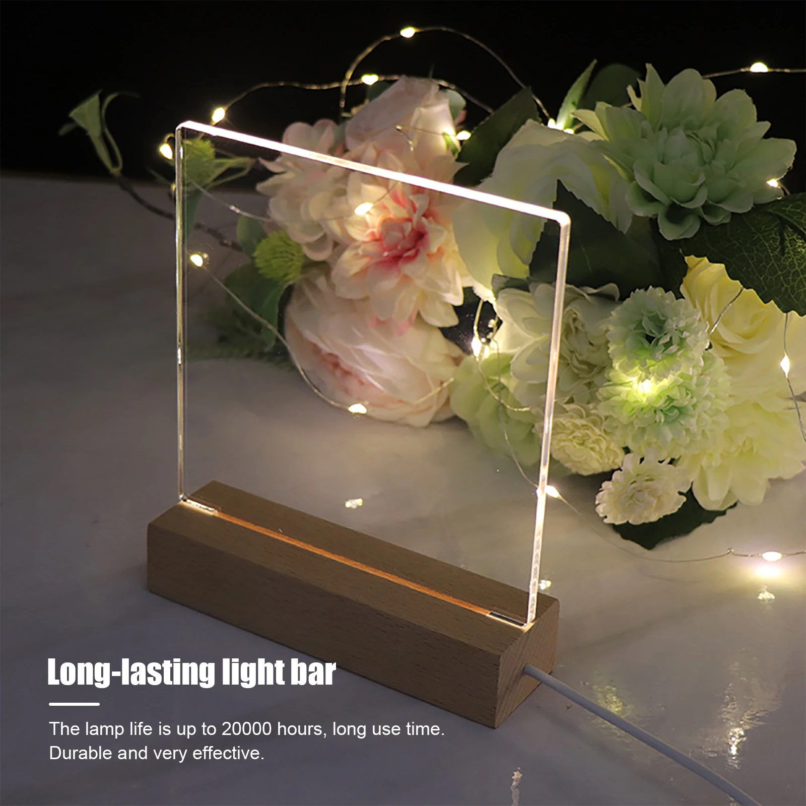 Kreativni Led Drveni Zaslon Baza Pravokutnik Crystal USB Osvijetljeni Stalak za Smole Umjetnost Dekorativni Ukras Dječji Darovi
