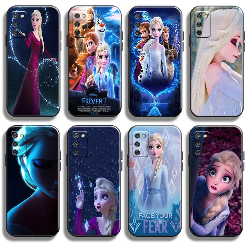 Disney Frozen Pretty Elsa Ana Za Samsung Galaxy A02 A02S Torbica Za Telefon Stražnji Poklopac je Crni Tekući Silicij Potpuna Zaštita