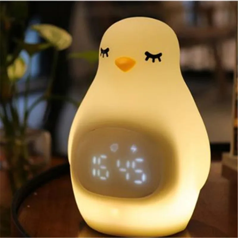 LED Pingvin Silikon Alarm noćno svjetlo USB Punjenje Raspada u dvije boje Lampe za Kreativno Uređenje Doma Dječji Dar