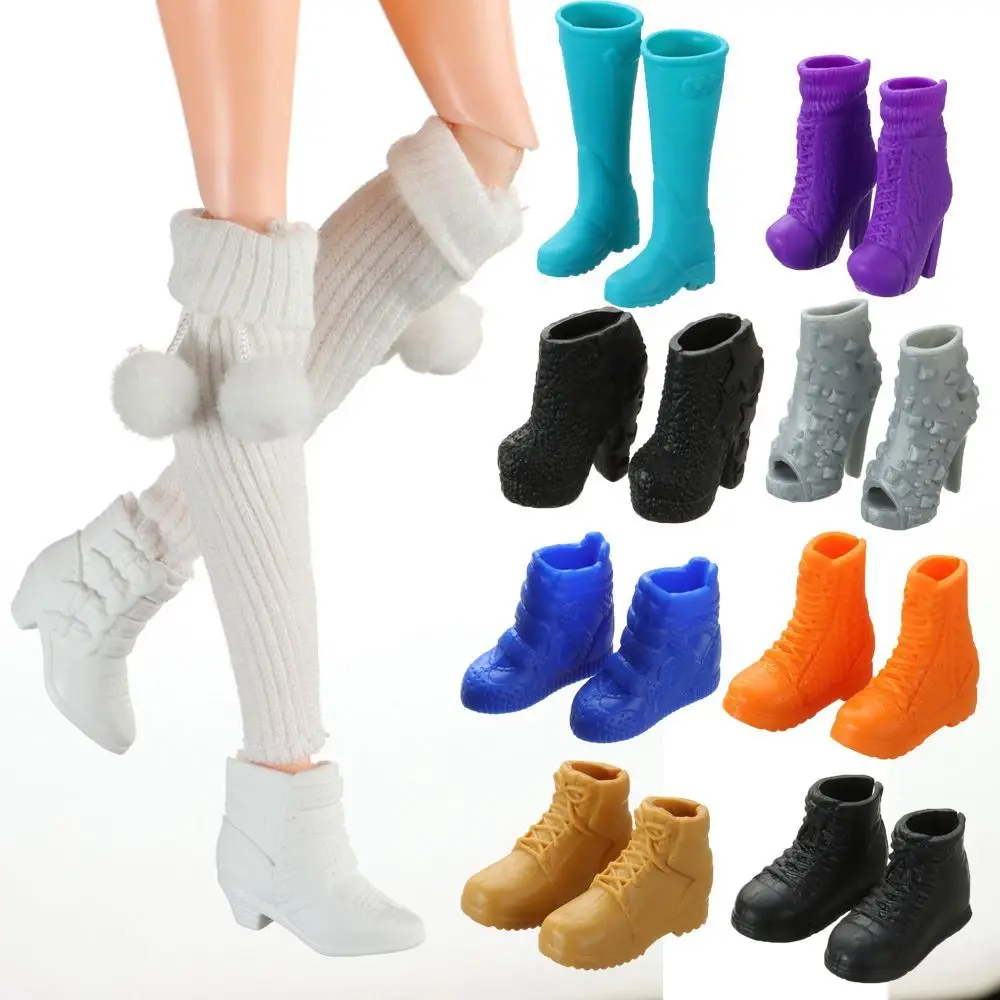 1 Par lutaka cipele, Modne ženske lutkarske čizme, Čarape, Pogodna za duljinu stopala 2,2 cm, Pribor za lutke, Plastična Lutka, Šarene duge čizme do koljena