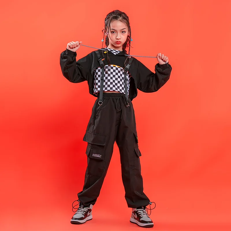 Dijete hip-hop odjeća majica top majica dugi rukav uličnu odjeću s кулиской hlače-teretni za djevojčice plesni kostim odijevanje