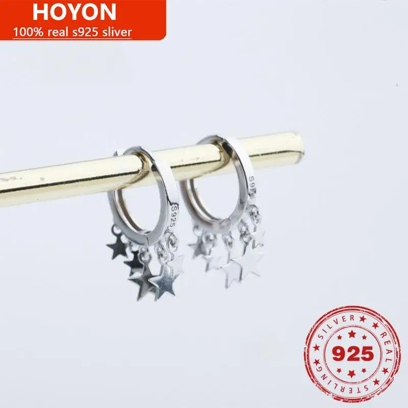 HOYON moderne ženske naušnice 2022 srebro 925 pravi 100% petokraka zvijezda naušnice ženske nježne male naušnice tender za naušnice