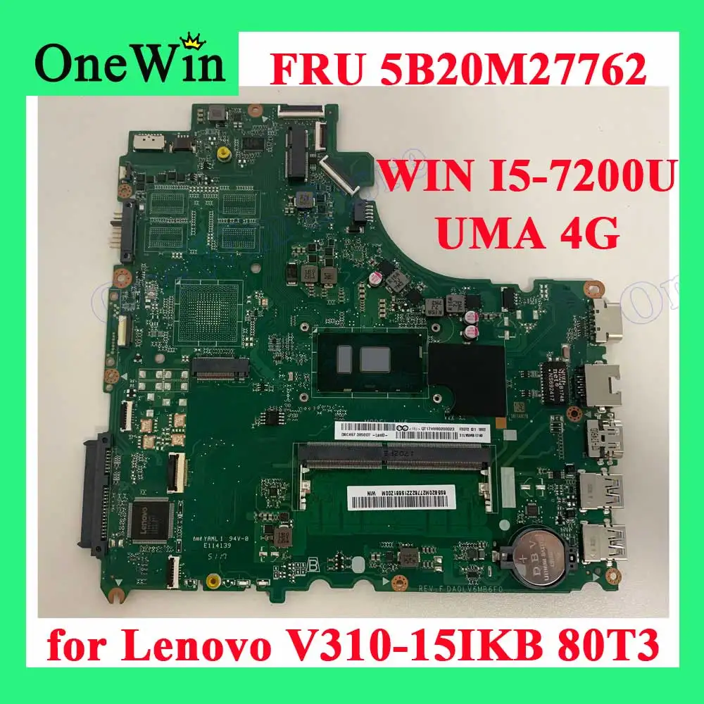 I5-7200U 4G model V310-15IKB 80T3 Novi Lenovo laptop Integrirani Matična ploča DA0LV6MB6F0 Besplatna dostava FRU PN 5B20M27762