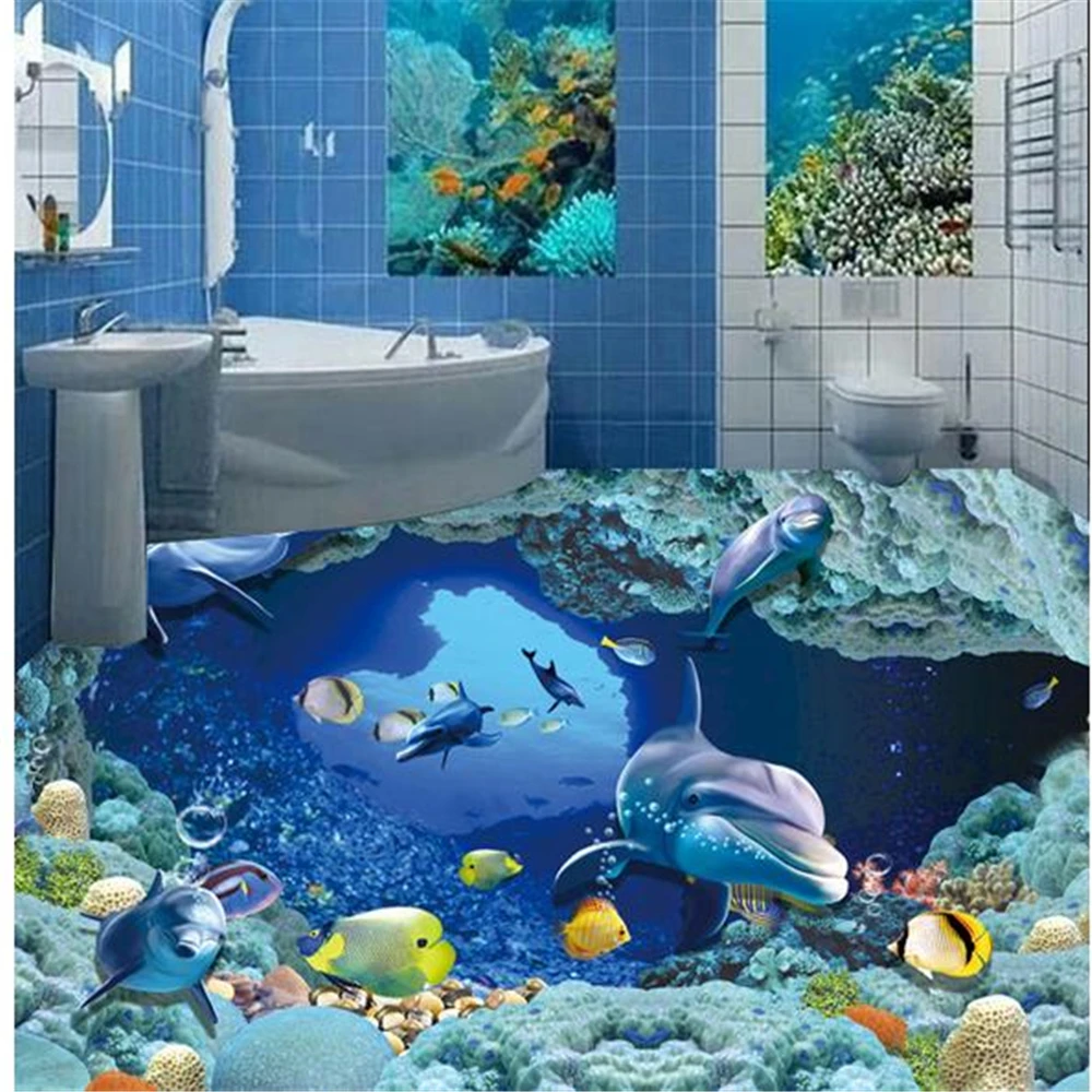 tapete za zidove 3 d za dnevni boravak Podvodni svijet 3D podu u kupaonici 3d podne slikarstvo desktop
