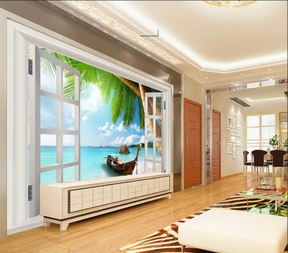 Dekorativne tapete 3D plaža kokos krajolik pozadine zidno slikarstvo