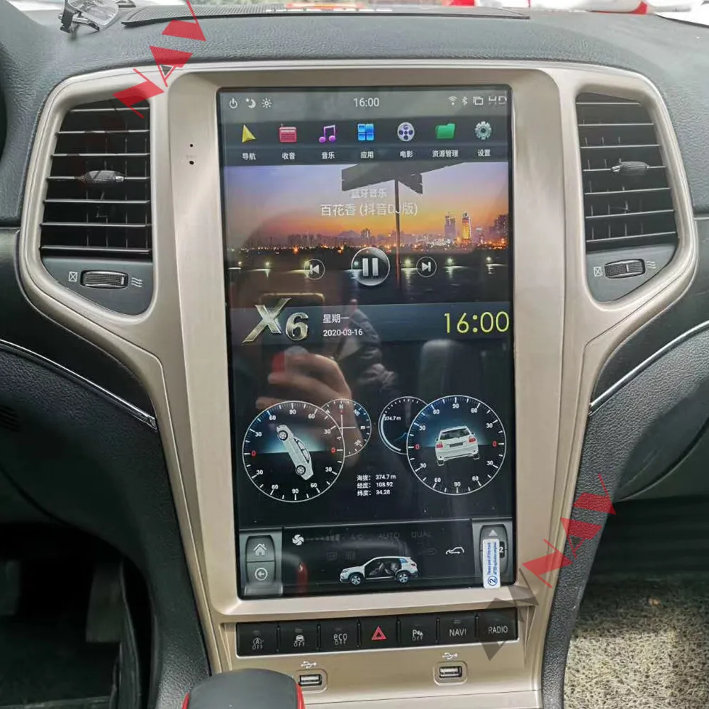 13,6-inčni Android 9 PX6 4 + 128 GB Tesla s DSP Carplay Auto Media player Za Jeep Grand Cherokee 2010-2019 GPS Navigacija