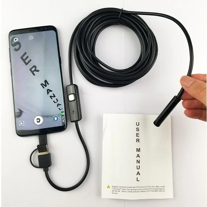 720P, USB Endoskop Kamera 8 mm Len 6 led 3 u 1 Type-C Android PC-10 M Tvrdi žica Бороскоп Vodootporna kamera za pregled cjevovoda