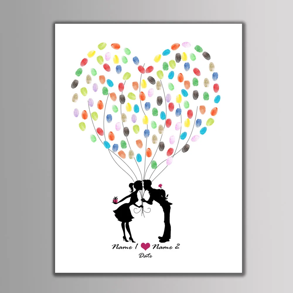 1PC Poljubac Ljubavnika Vjenčanje College Individualne Gost Tiskanje Knjige Godišnjicu DIY Ukrasne Otisci Prstiju Platnu Slikarstvo Tintom